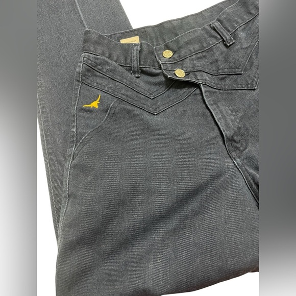 Vtg Jewell's Classic Bottoms Dark Blue V Front Hi Waisted Bareback Western Jeans - Picture 8 of 8